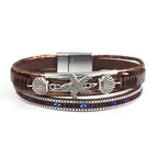 Armband aus Leder mit Muschel und Seestern in Braun