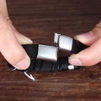 Herren Lederarmband Feder silber
