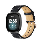 Lederarmband für Fitbit Versa 3, Versa 4, Sense 1 und Sense 2 Uhr in Schwarz