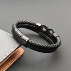 Bracciale in pelle intrecciata multigiro e simbolo infinito