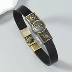 Schwarzes Yin Yang Lederarmband