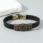 Schwarzes Yin Yang Lederarmband