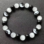 Schwarz-weißes Yin-Yang-Perlenarmband