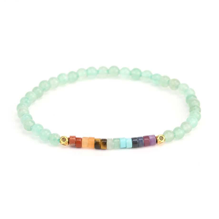 Armband aus natürlichen Steinen 7 Chakren Grüner Aventurin
