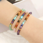 Armband aus natürlichen Steinen 7 Chakren Rosenquarz