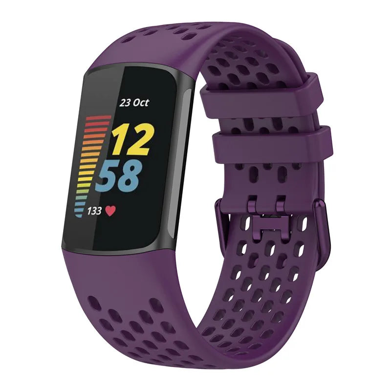 Silikonarmband für Fitbit Charge 5, Charge 6 Uhr in Violett