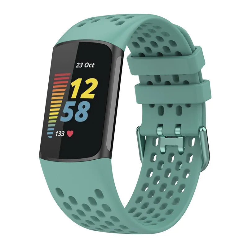 Silikonarmband für Fitbit Charge 5, Charge 6 Uhr in Grün-Blau