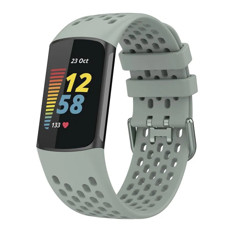 Silikonarmband für Fitbit Charge 5, Charge 6 Uhr in Grau