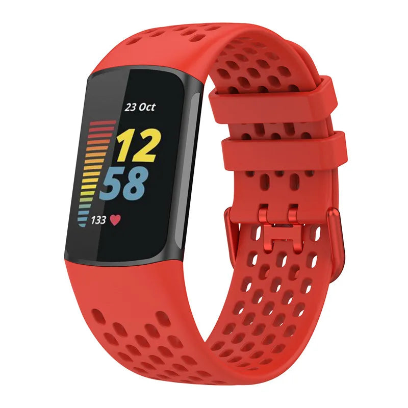 Silikonarmband für Fitbit Charge 5, Charge 6 Uhr in Rot