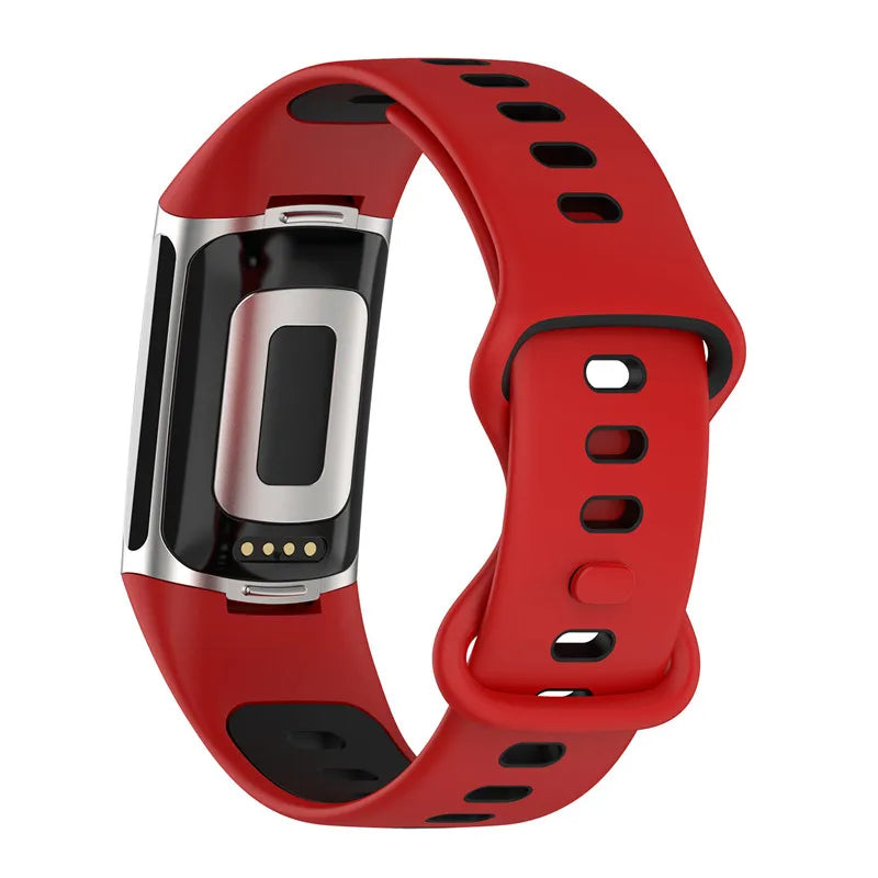 Silikonarmband für Fitbit Charge 5, Charge 6 Uhr in Rot-Schwarz