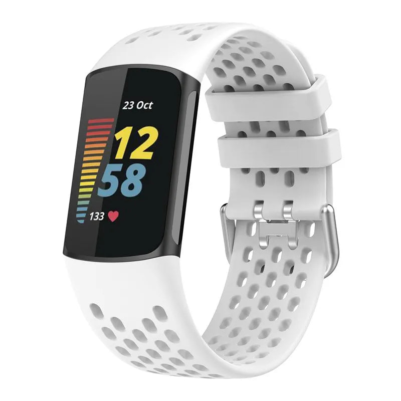 Silikonarmband für Fitbit Charge 5, Charge 6 Uhr in Weiß