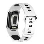 Silikonarmband für Fitbit Charge 5, Charge 6 Uhr in Weiß-Schwarz