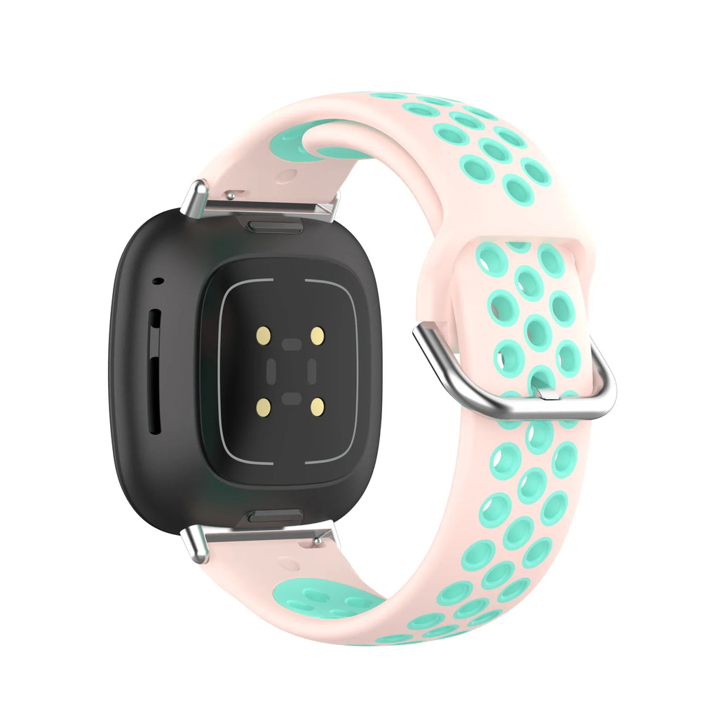 Silikonarmband für Fitbit Versa 3, Versa 4, Sense 1 und Sense 2 Uhr in Rosa und Cyan