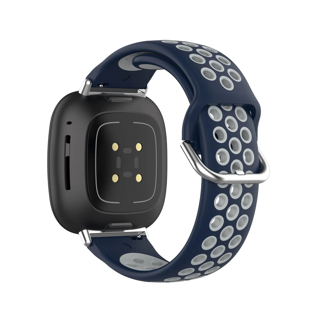 Silikonarmband für Fitbit Versa 3, Versa 4, Sense 1 und Sense 2 Uhr in Blau und Grau