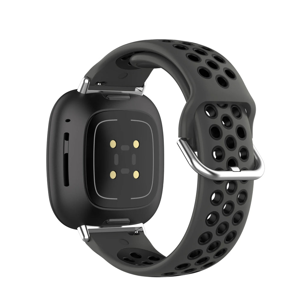 Silikonarmband für Fitbit Versa 3, Versa 4, Sense 1 und Sense 2 Uhr in Schwarz