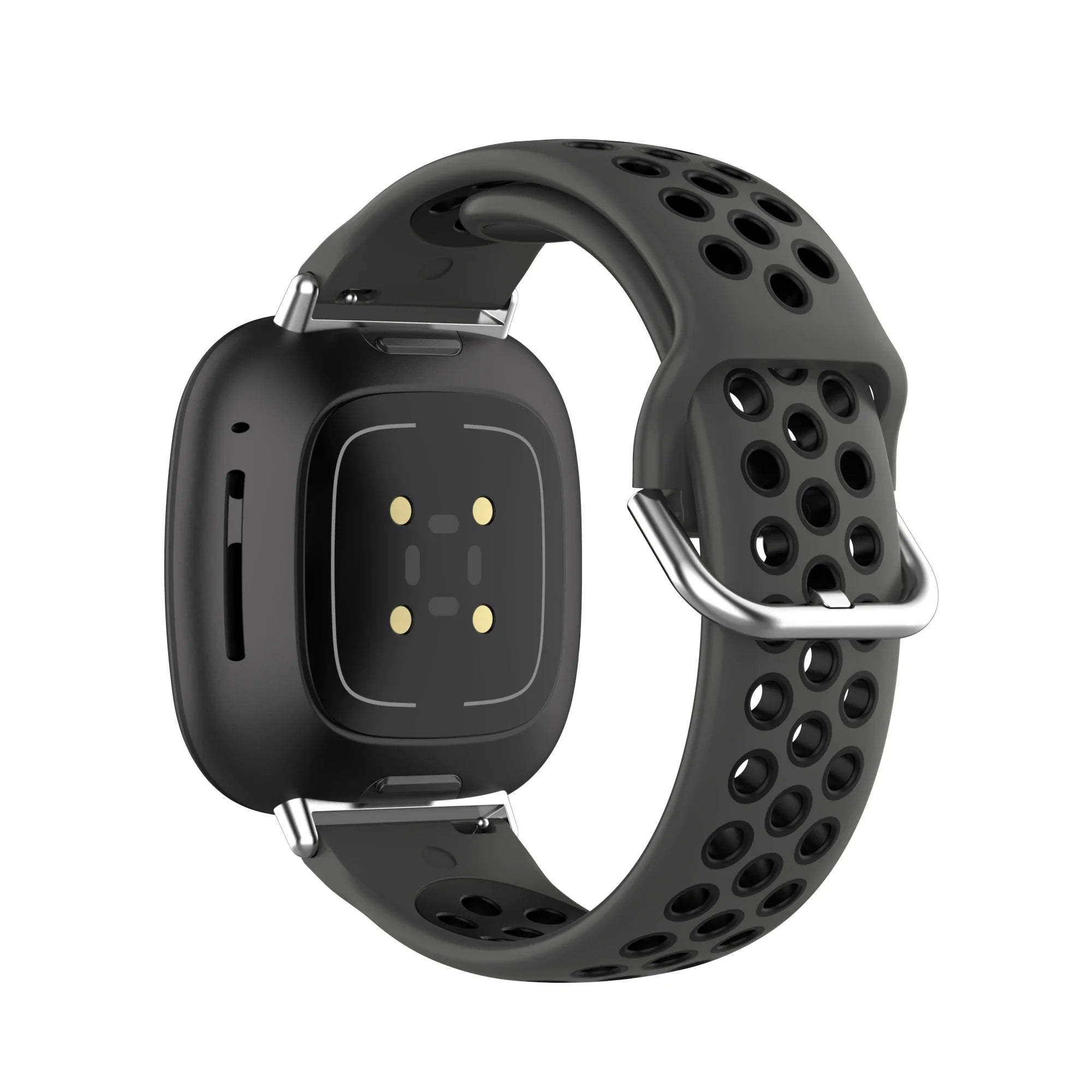 Silikonarmband für Fitbit Versa 3, Versa 4, Sense 1 und Sense 2 Uhr in Schwarz