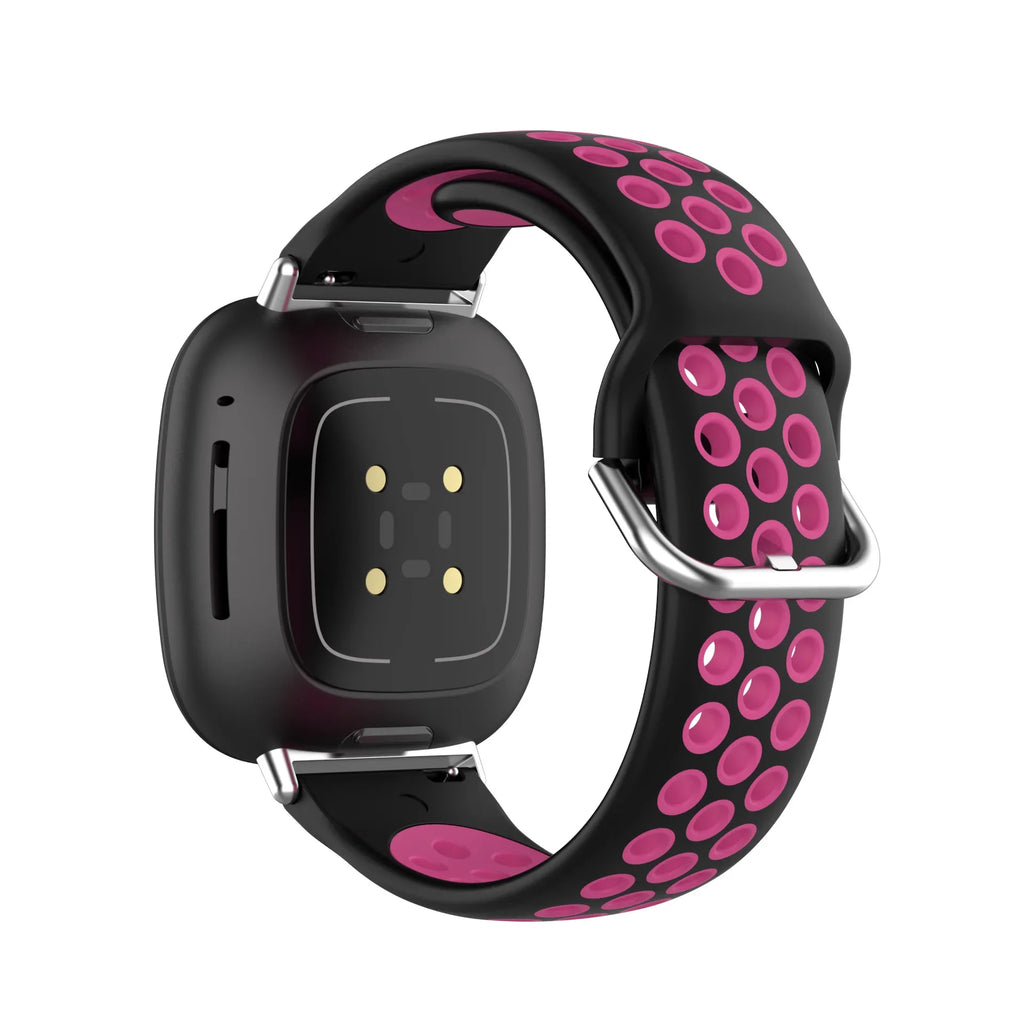Silikonarmband für Fitbit Versa 3, Versa 4, Sense 1 und Sense 2 Uhr in Schwarz und Rosa