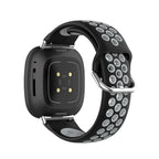 Silikonarmband für Fitbit Versa 3, Versa 4, Sense 1 und Sense 2 Uhr in Schwarz und Grau