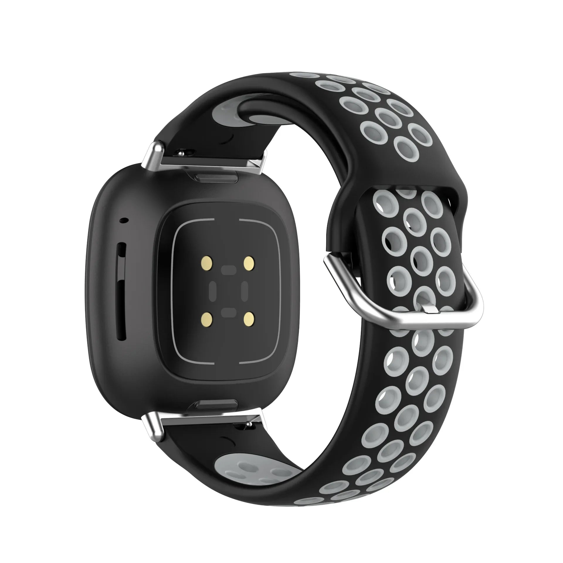 Silikonarmband für Fitbit Versa 3, Versa 4, Sense 1 und Sense 2 Uhr in Schwarz und Grau