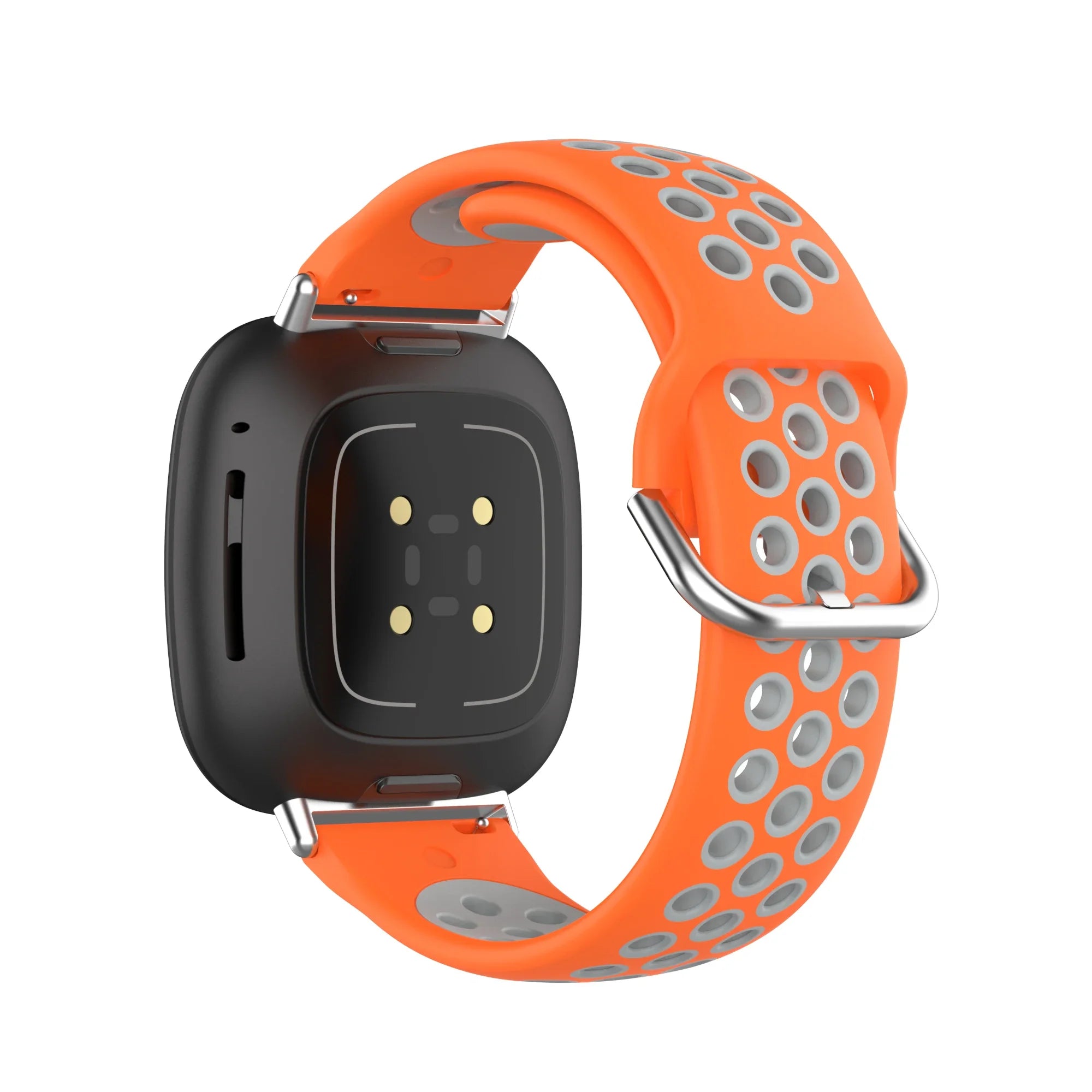 Silikonarmband für Fitbit Versa 3, Versa 4, Sense 1 und Sense 2 Uhr in Orange und Grau