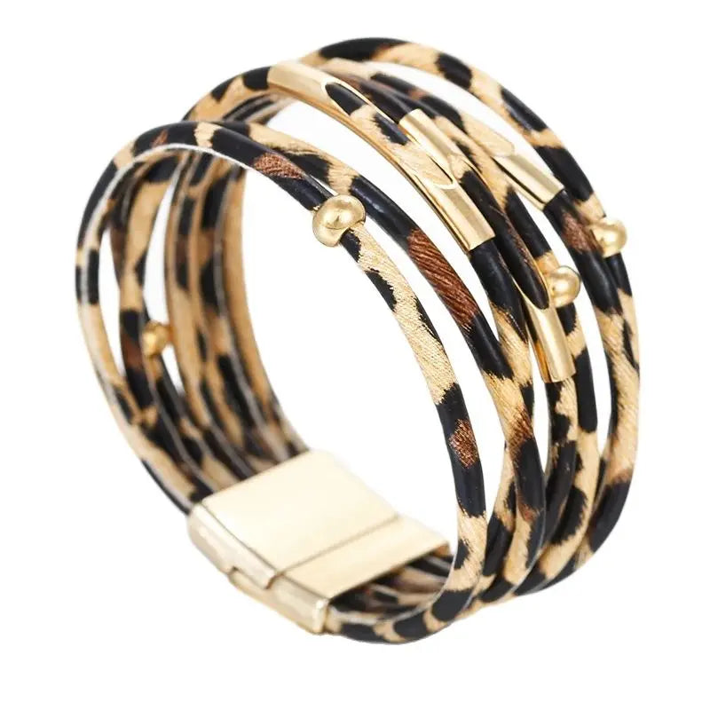 Ethnisches mehrreihiges Leopardenarmband 2