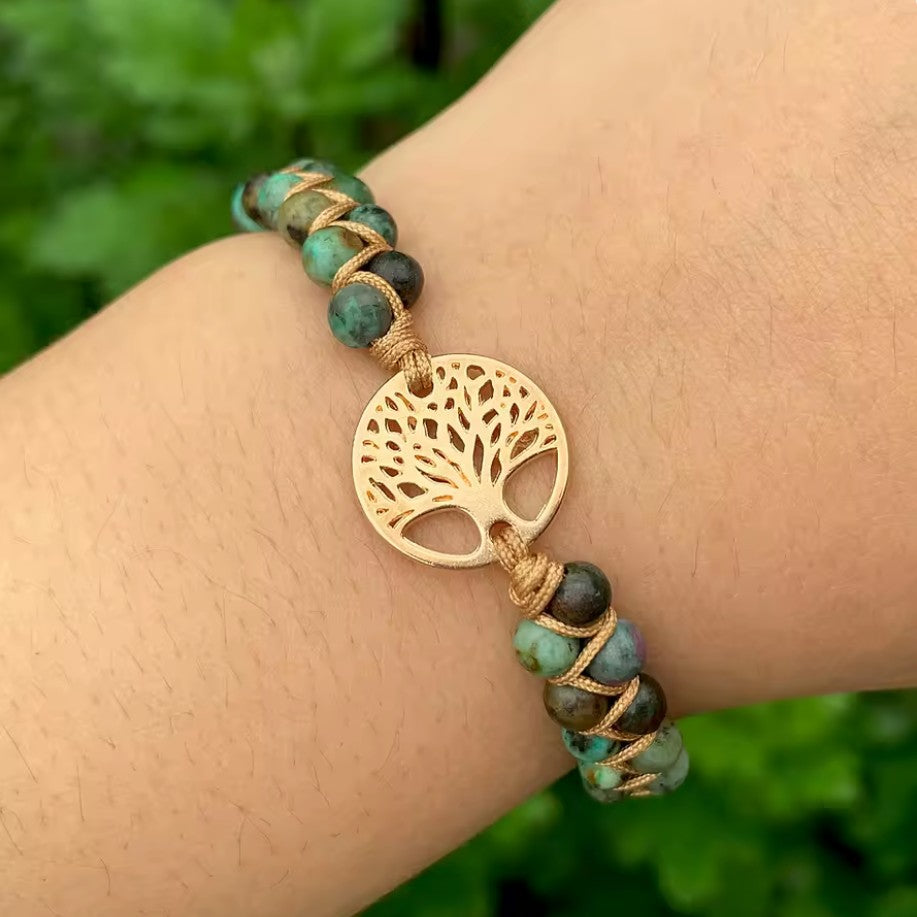 Armband Damen Natürlicher Stein Violett Baum des Lebens 
