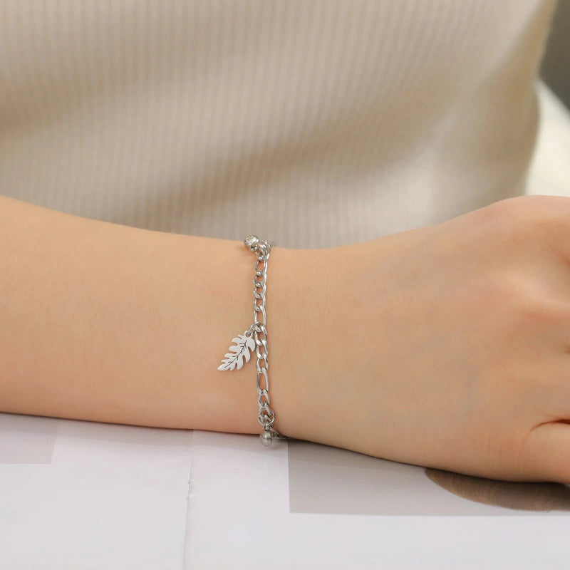 Armband mit Palmblatt und Zirkonia Stil A in Silber