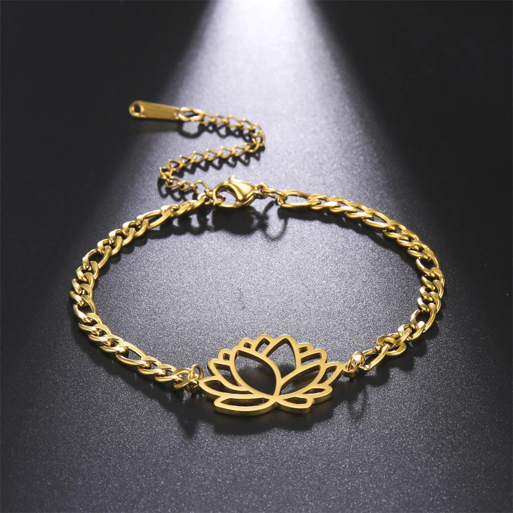 Lotusblumen-Armband für Damen Gold