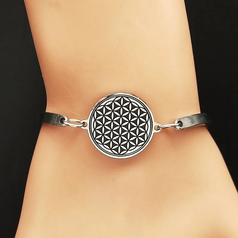 Lebensblume Armband Mandala Gourmette