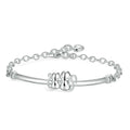 Doppeltes Silberarmband mit Katzenmotiv