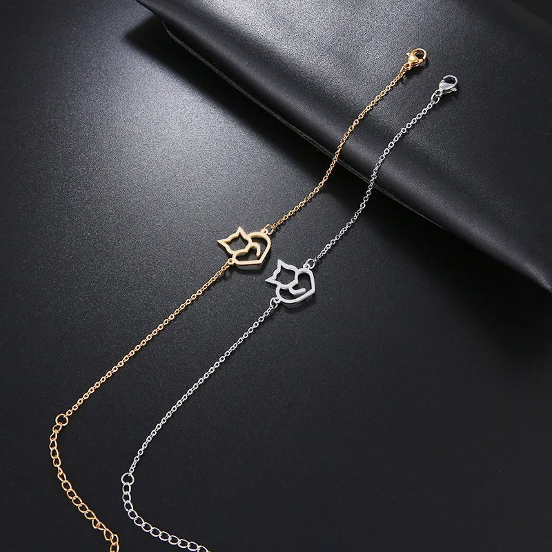 Armband Gourmette Katze Herz