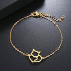 Armband Gourmette Katze Herz Gold