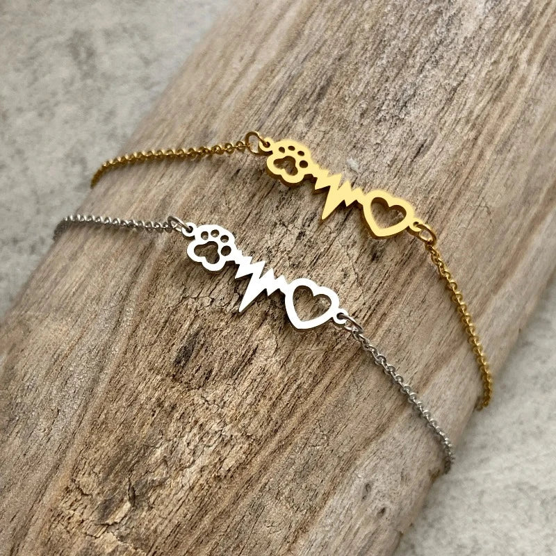 Armband Gourmette Herz Pfote