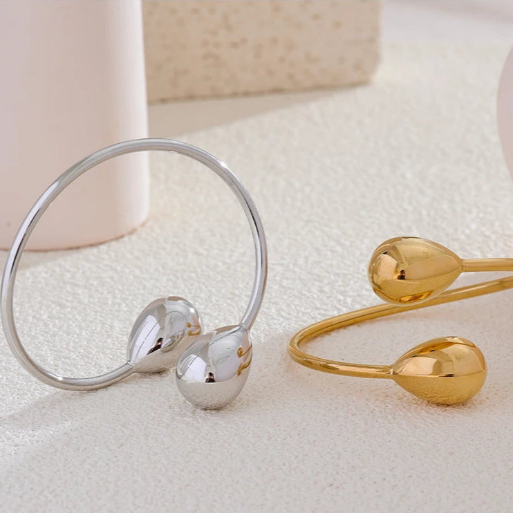 Charm-Gourmette-Armband Wassertropfen Silber