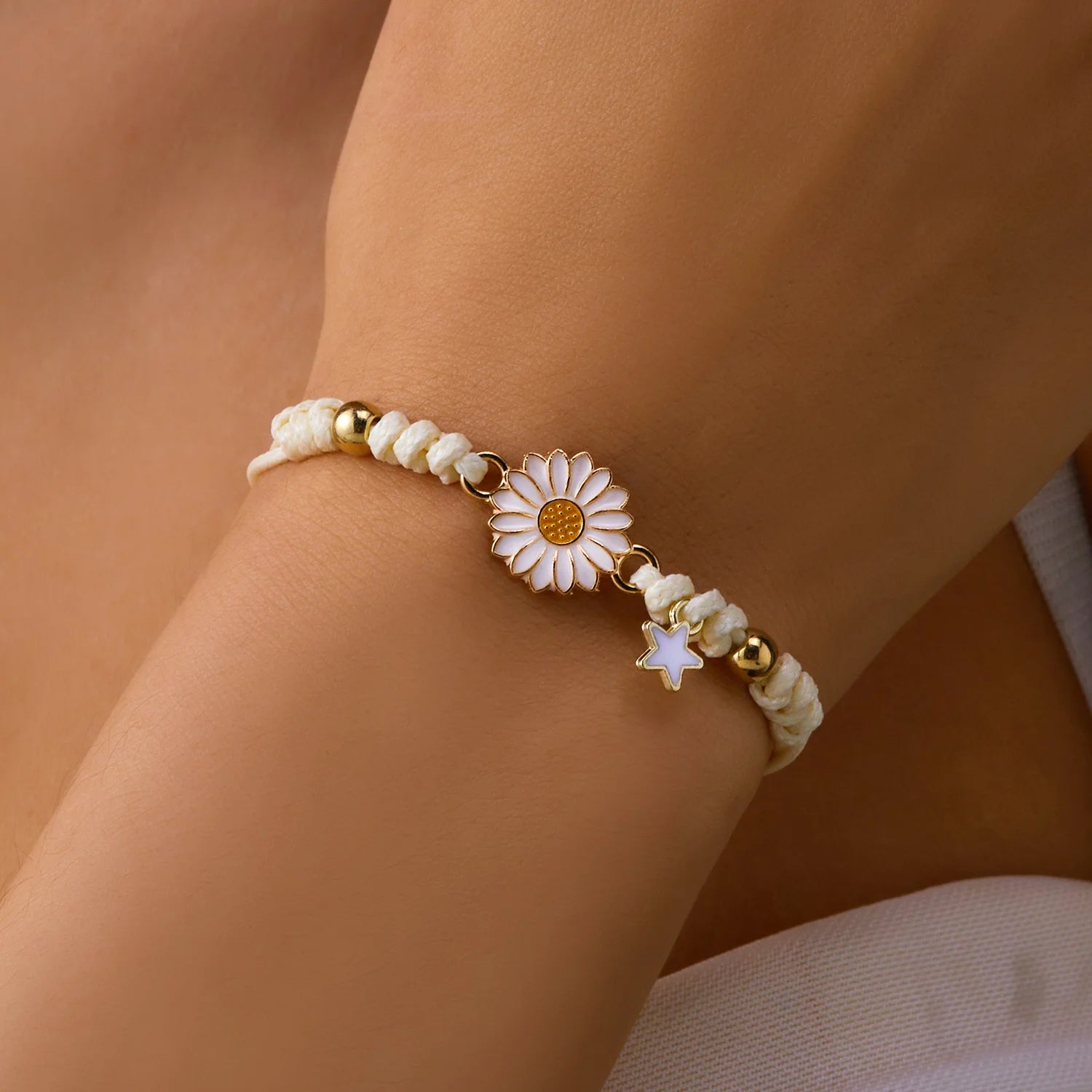 Armband Gourmette Margeritenblüte weiß