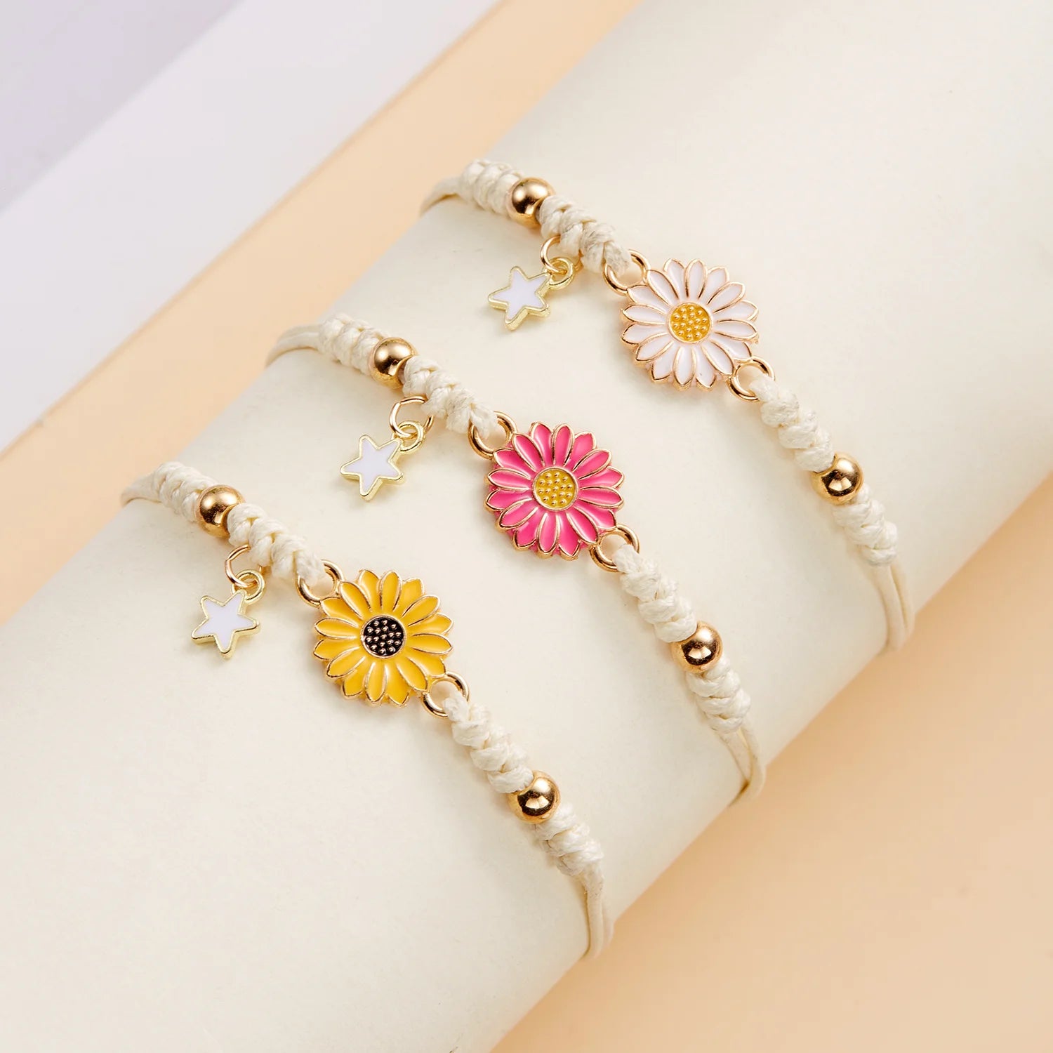 Armband Gourmette Margeritenblüte rosa