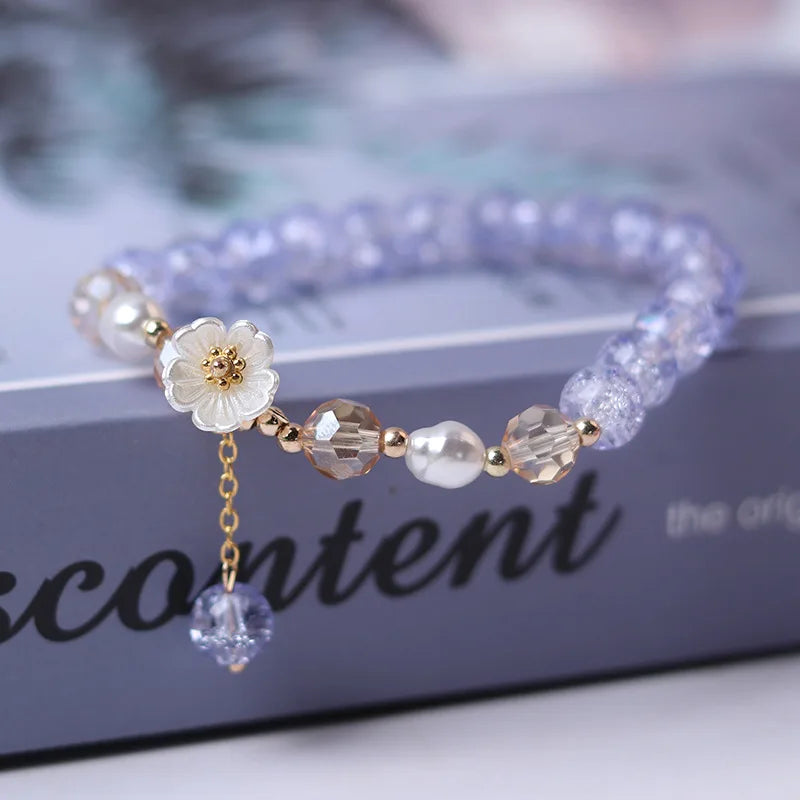 Gourmette-Armband mit blauer Kristallblume