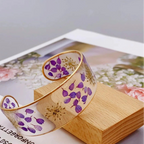Armband Gourmette Blume aus transparentem violettem Harz a