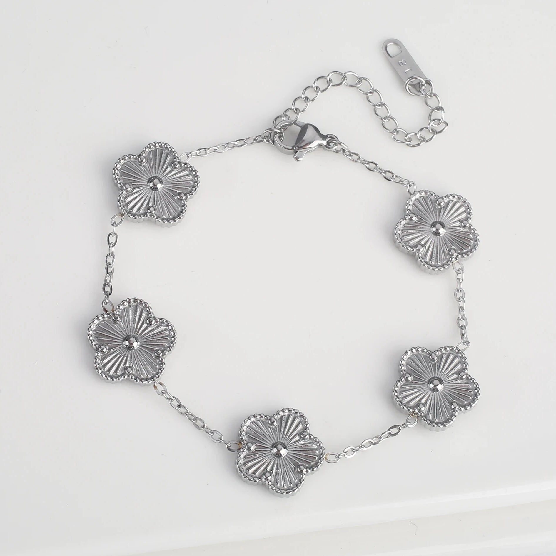 Armband Gourmette Blumen mit 5 Blütenblättern Silber