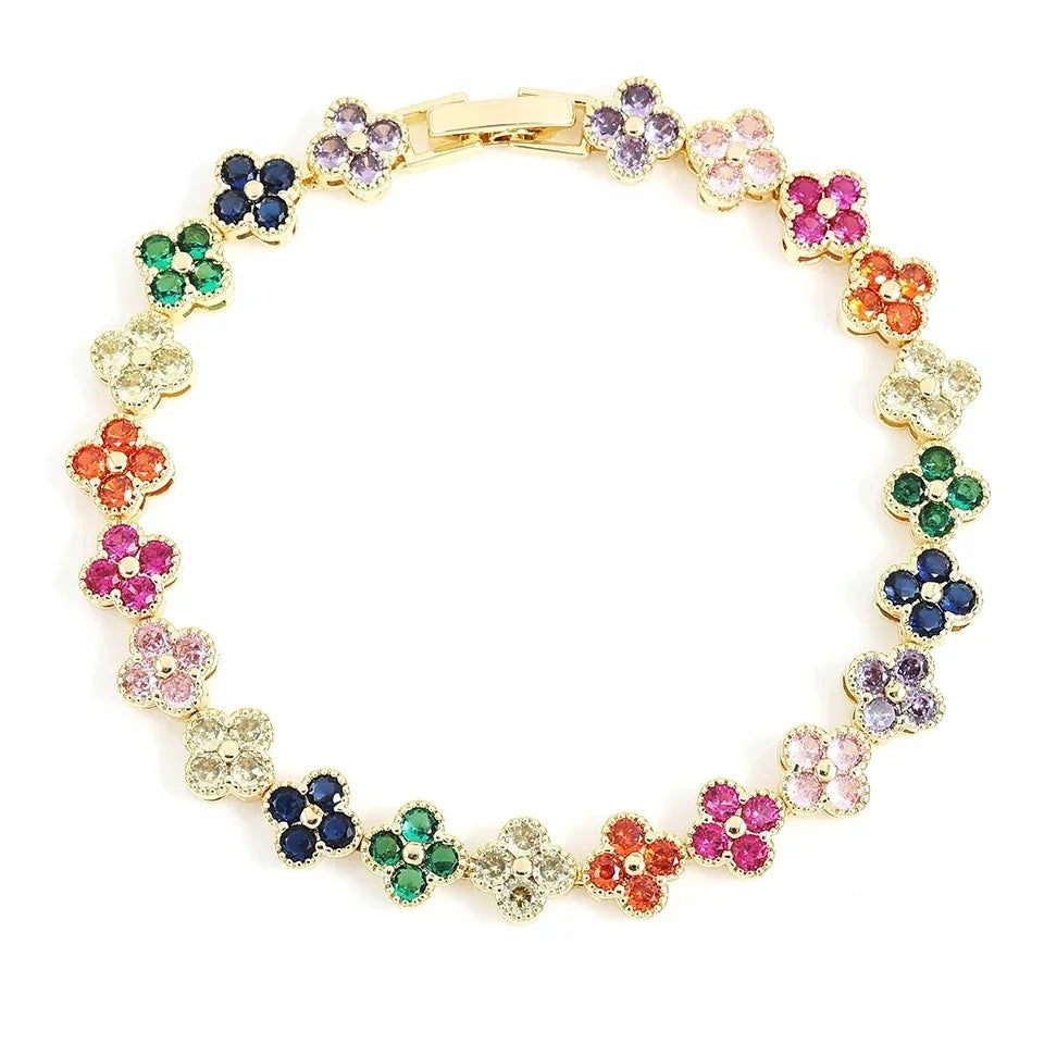 Armband Gourmette Bunte Gänseblümchen Gold