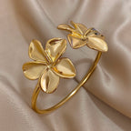 Großblumiges Gourmette-Armband mit 5 Blütenblättern in Gold