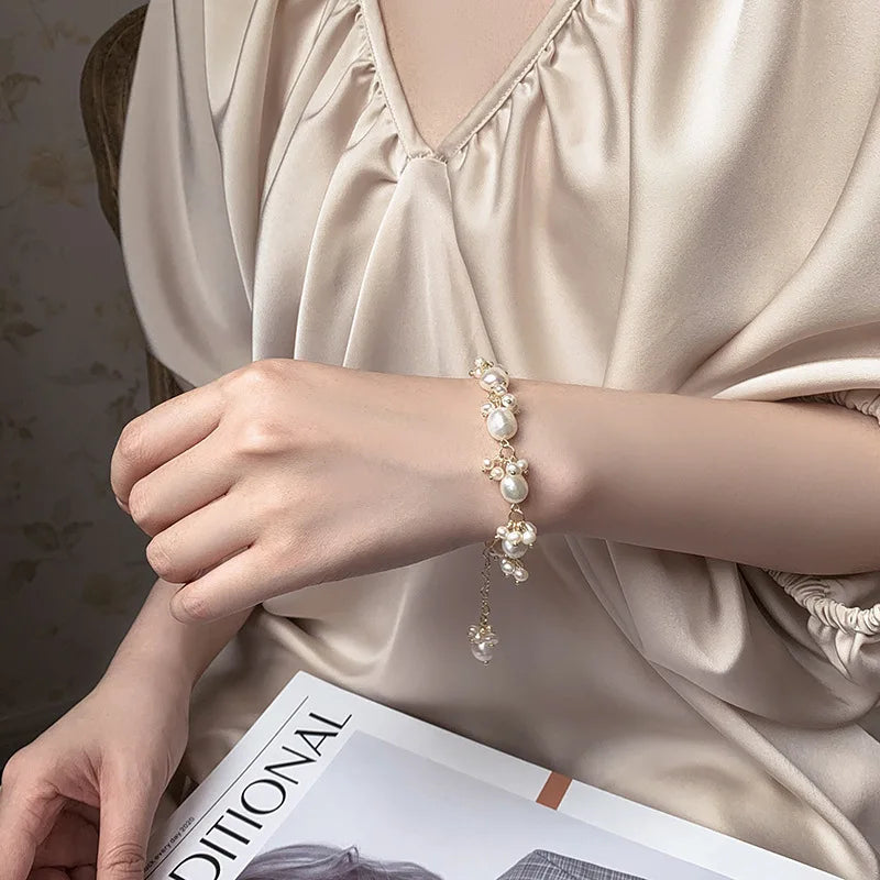 Barockstil Gourmette-Armband mit Perlen