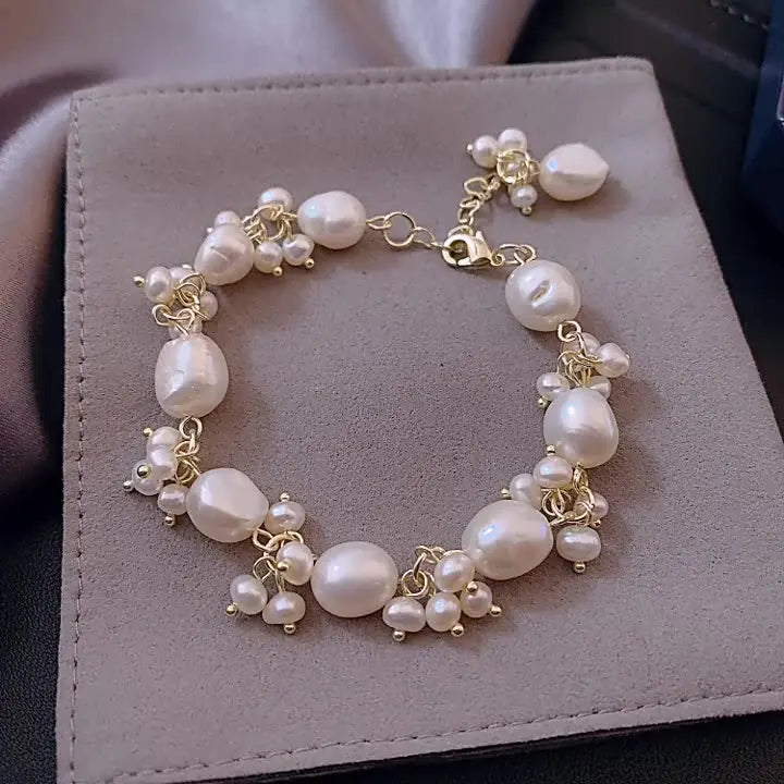 Barockstil Gourmette-Armband mit Perlen