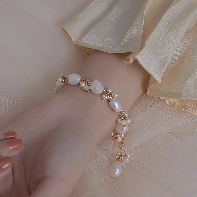 Barockstil Gourmette-Armband mit Perlen