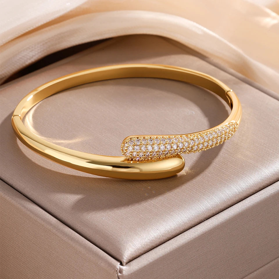 Wassertropfen-Armband aus Zirkon für Damen in Gold