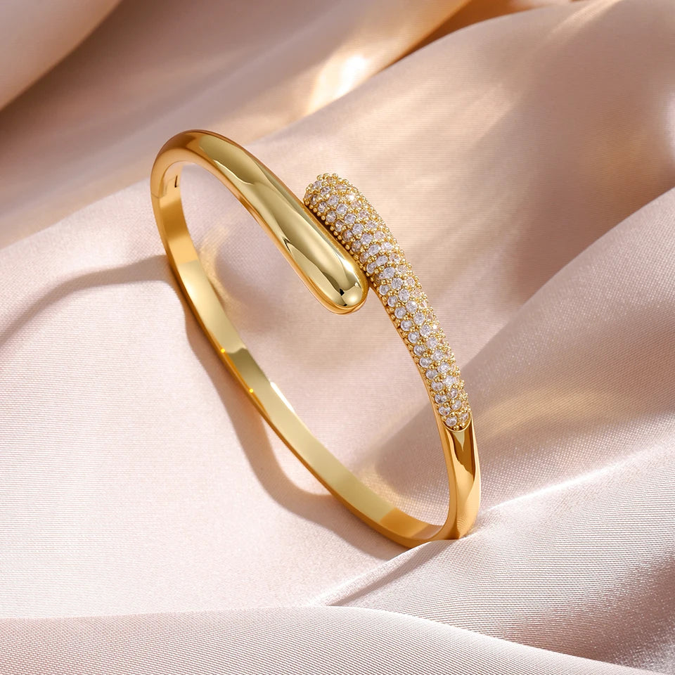 Wassertropfen-Armband aus Zirkon für Damen in Gold