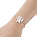 Lebensblume Mandala Armband Gourmette Dawapara Damen silber