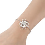 Lebensblume Mandala Armband Gourmette Dawapara Damen silber