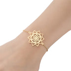 Lebensblume Mandala Armband Gourmette Dawapara Damen gold
