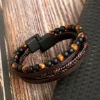 Herrenarmband Tigerauge aus Leder 